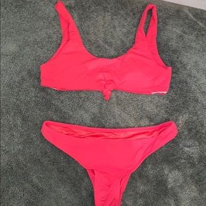 Scoop neck high leg bikini